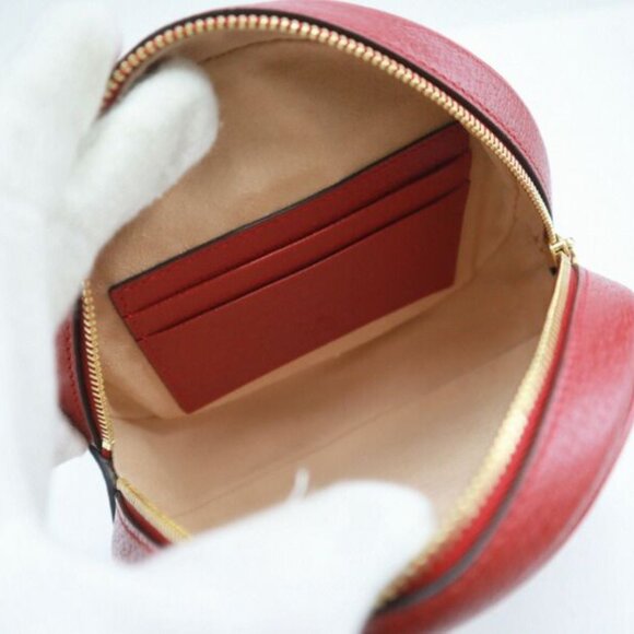 Gucci Mini Circle Backpack Ophidia GG Flora Leather Khaki Red - Picture 6 of 10